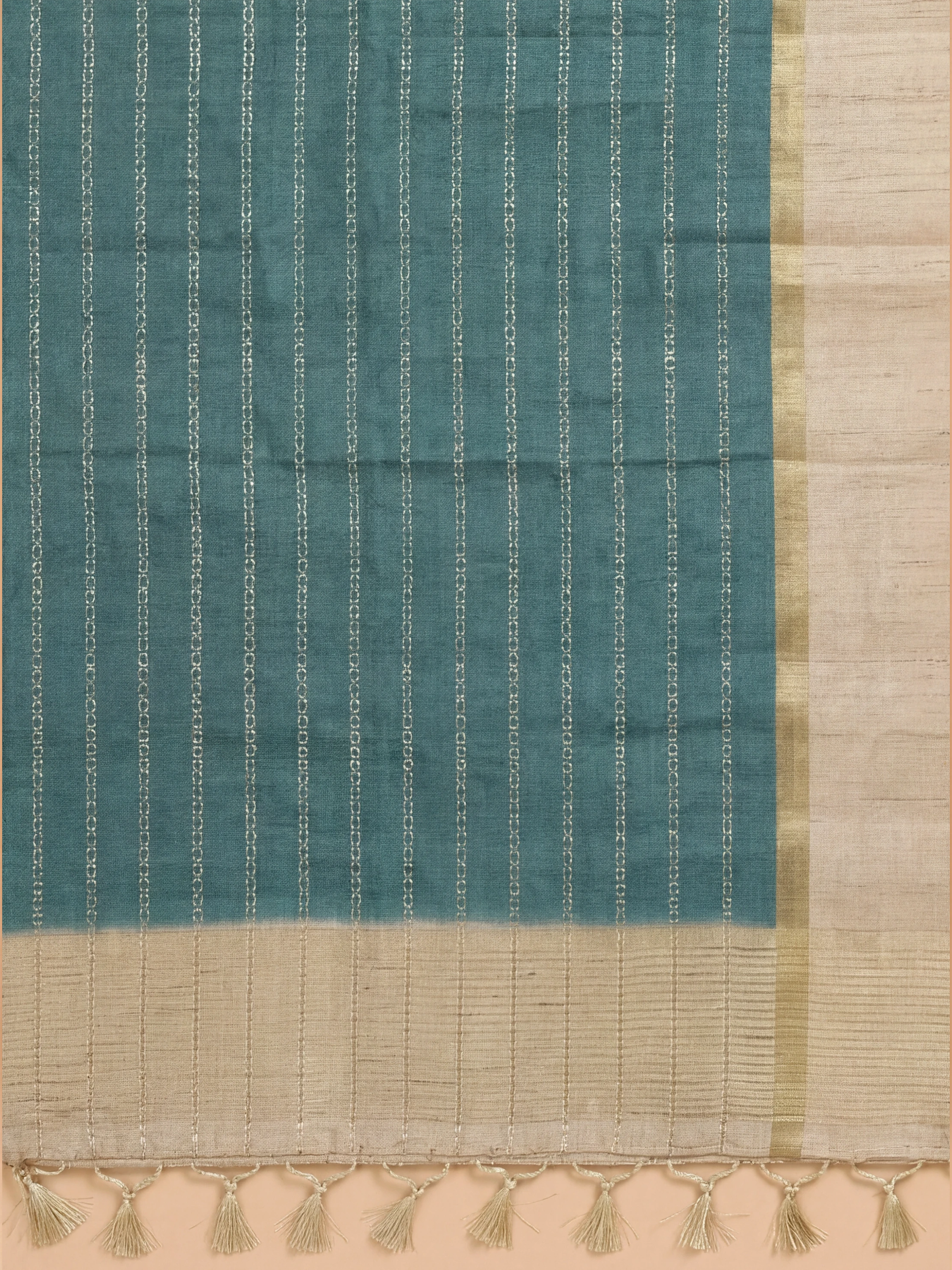 Women Semi Tussar Teal Green Saree ST333