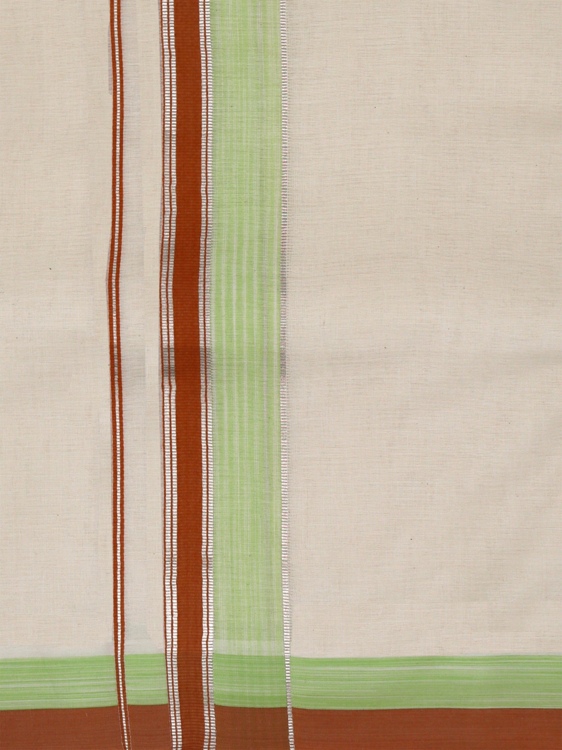 Double Layer Giza Cotton Cream Kora Dhoti with Colour Border - PKJ01