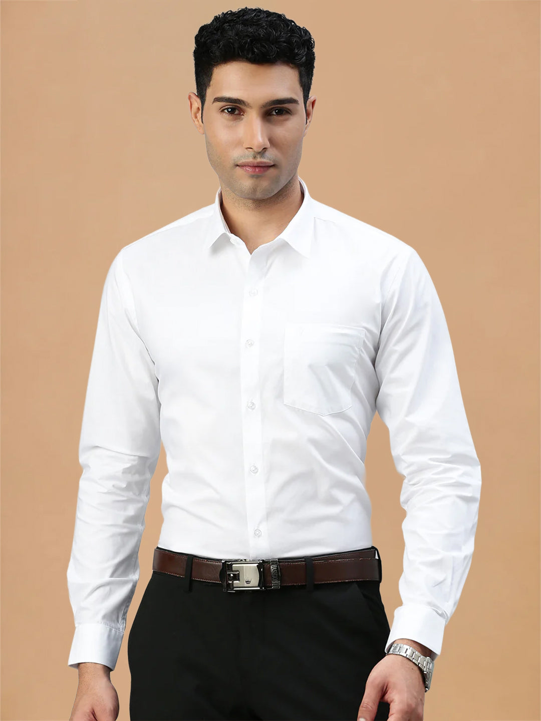 Straight Cut 100% Cotton White Shirt – Award