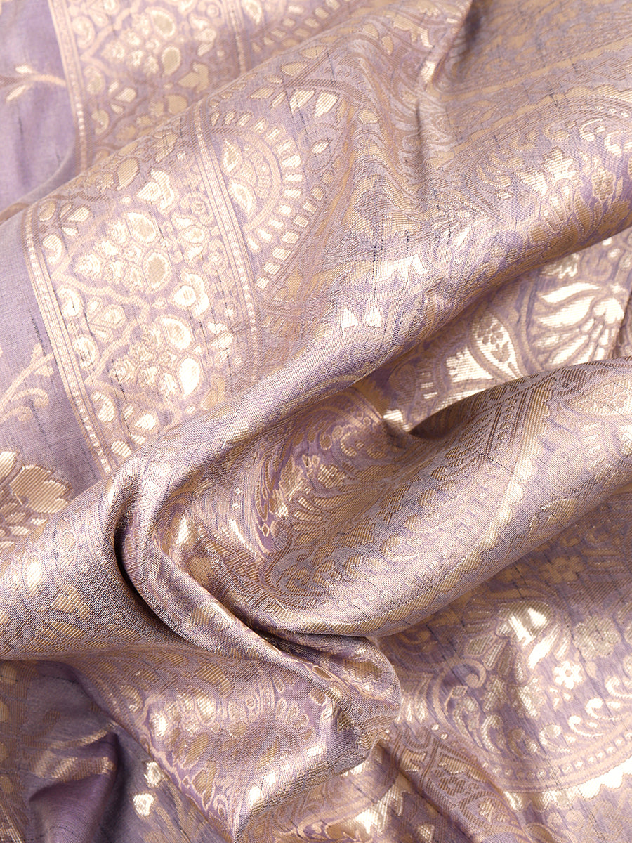 Women Stylish Flower Design Semi Silk Lavender Saree with Jari Border SS74-Pattern view