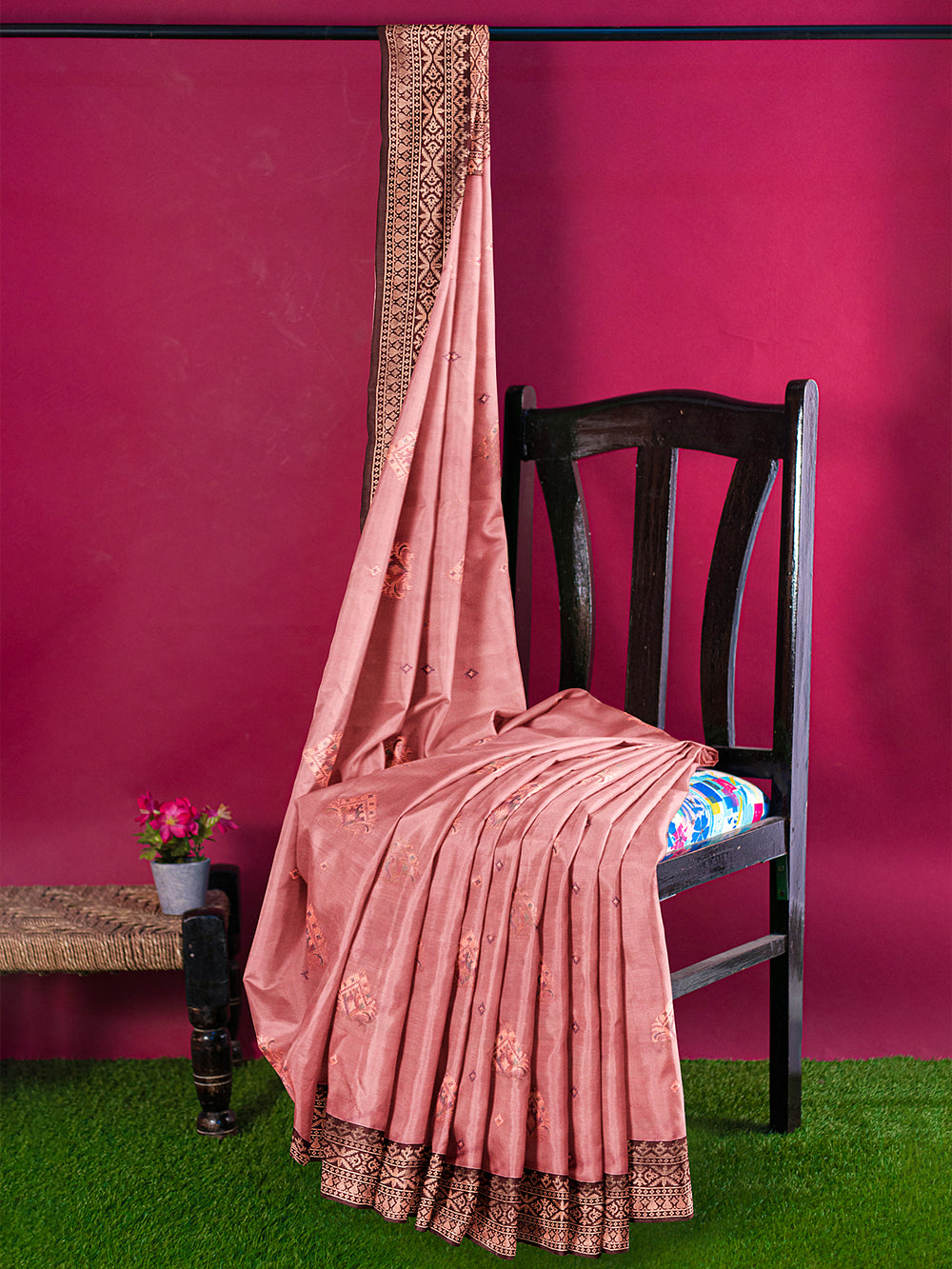 Women Semi Silk Saree Light Red SD03