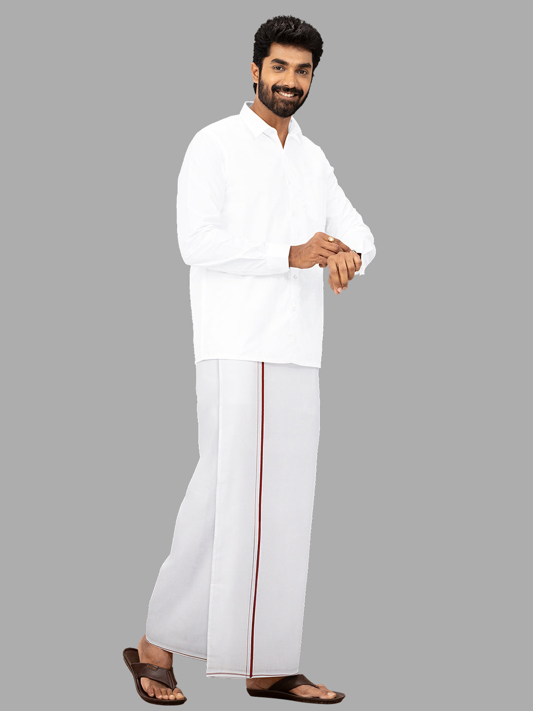 Men Assorted Border Double Layer Dhoti