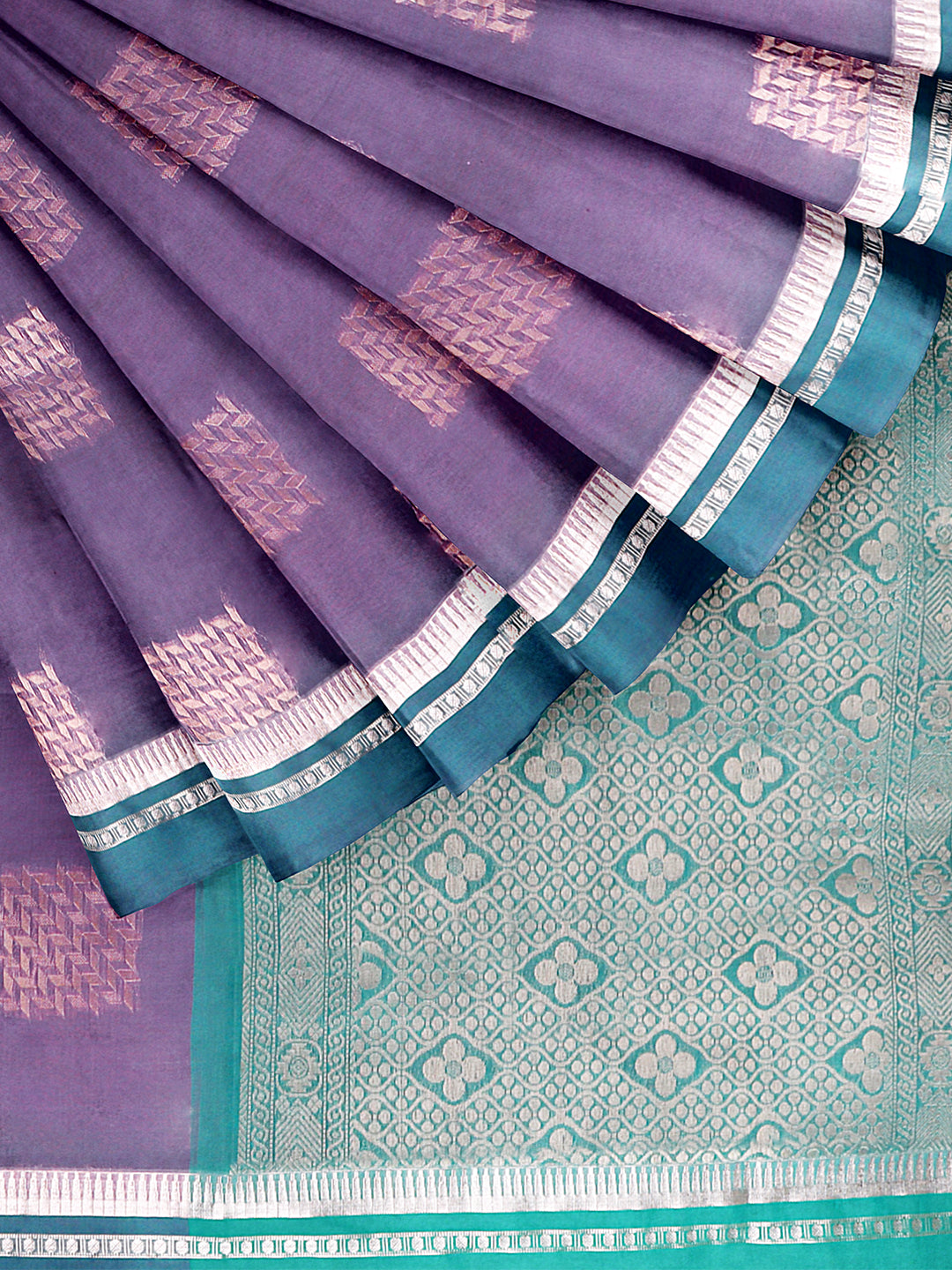 Women Dark Purple Kora Cotton Saree SK136