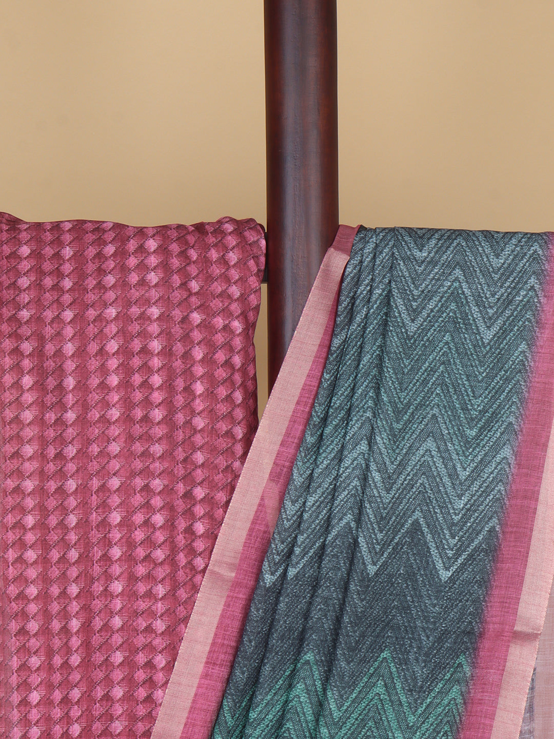 Women Green Semi Linen Saree SL221