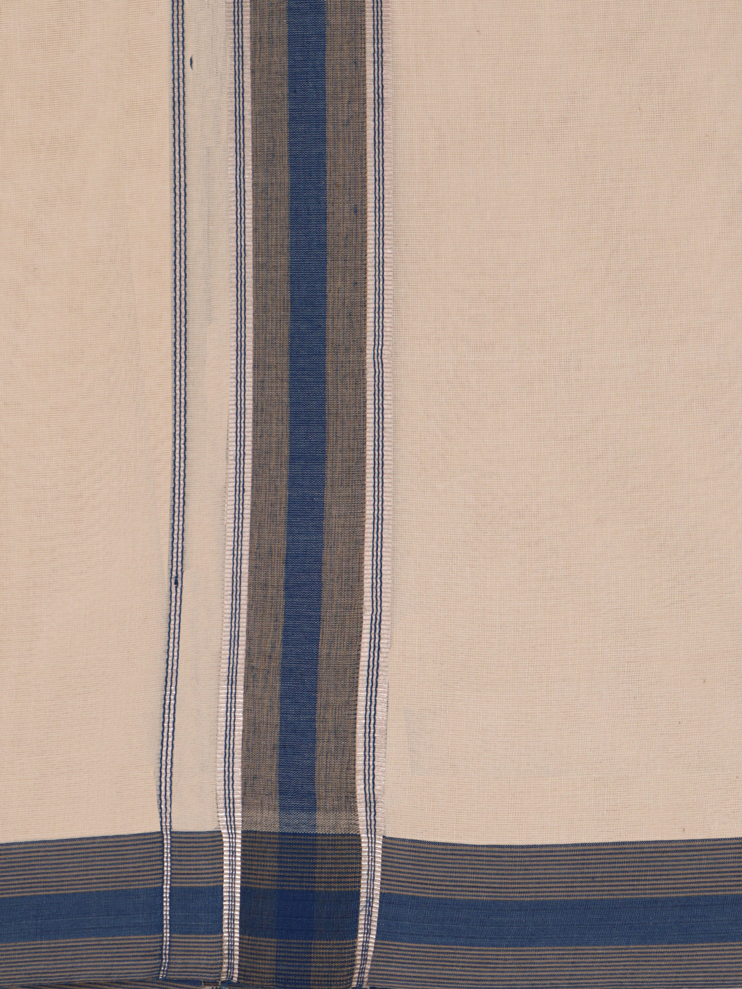 Double Layer Supima Cotton Cream Kora Dhoti with Colour Border - LC36