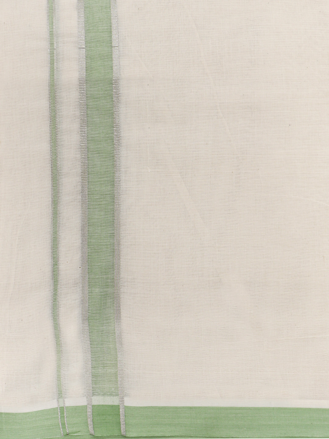 Double Layer 100% Cotton Cream Kora Dhoti with Colour Border - KJ01