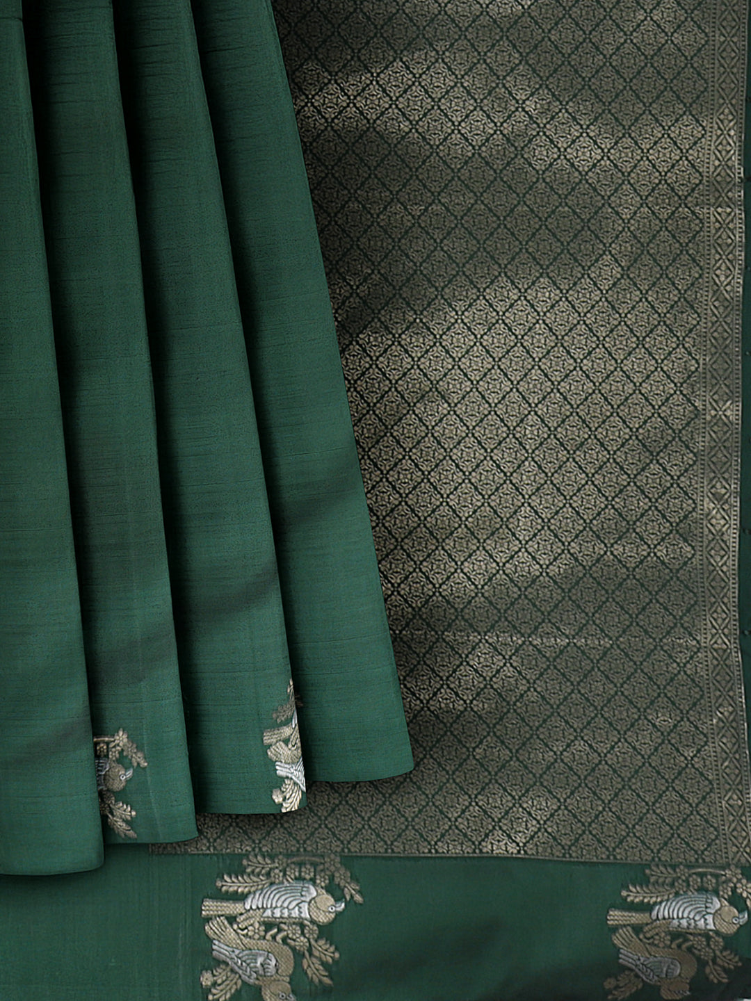 Women Dark Green Semi Silk Saree SS360