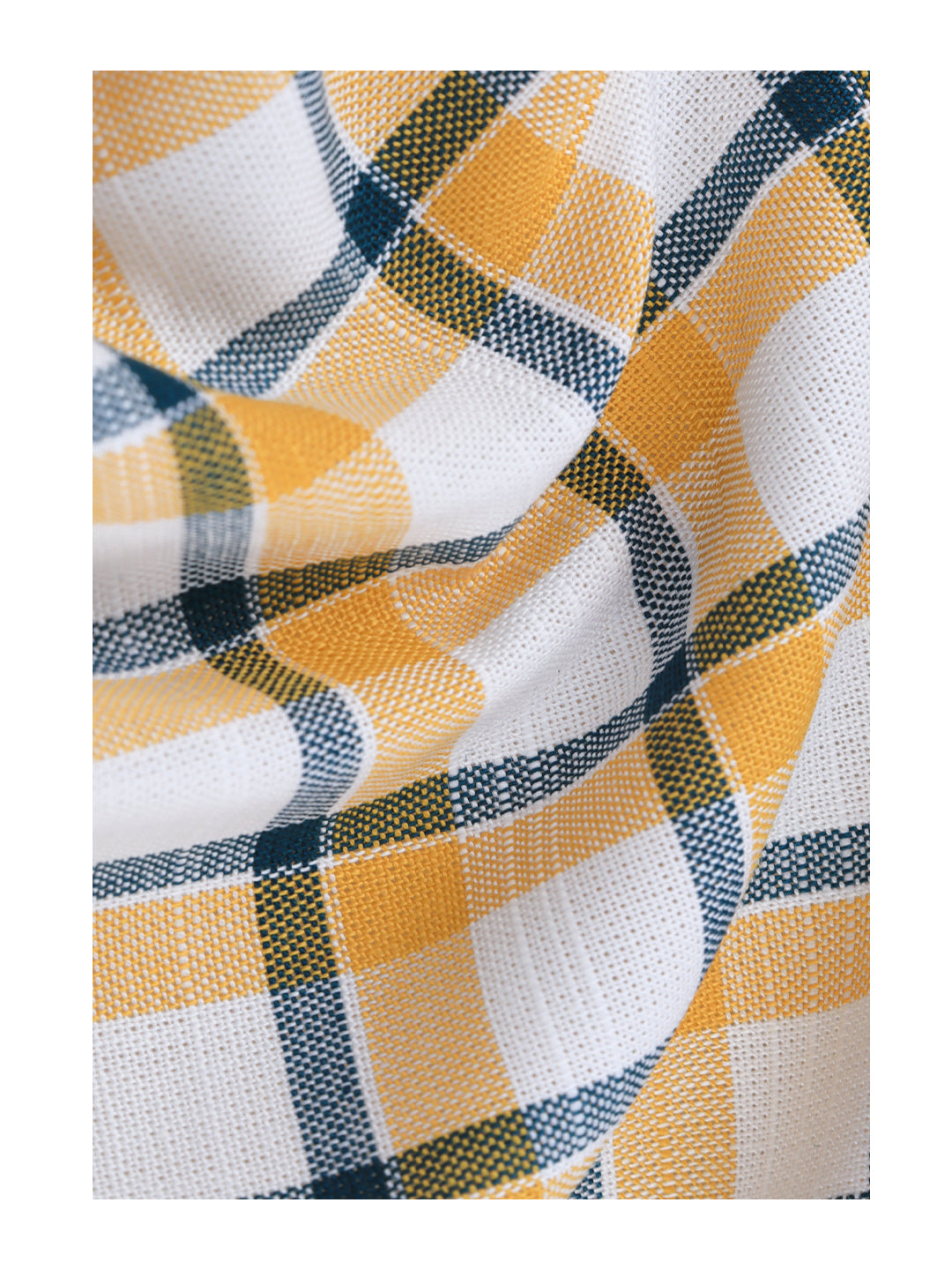 Men 100%Cotton Yellow with White Checked Shirt Fabric Liberty Cotton