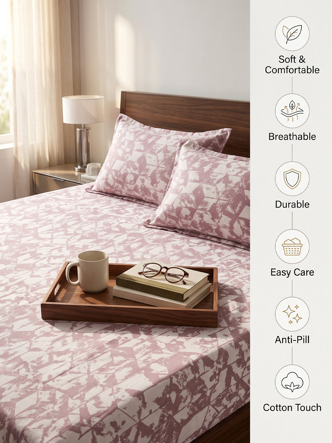 King Size Premium Cotton Bed Sheet & 2 Pillow Cover Set BBG01