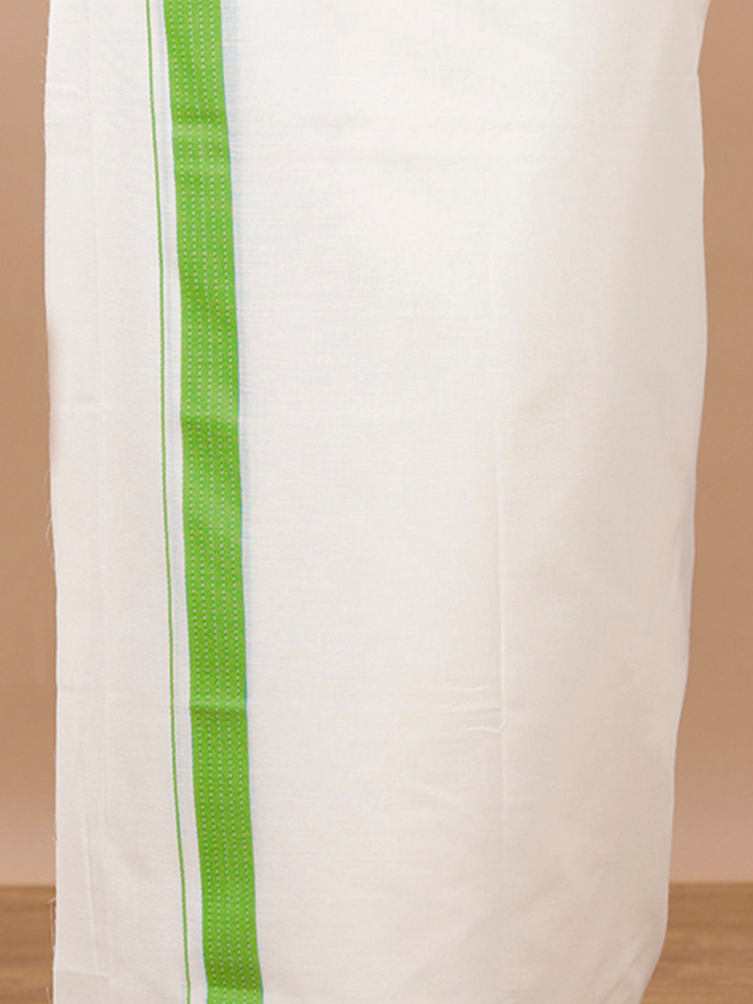 Men Green Fancy Border Double Layer Kora Dhoti VKF02