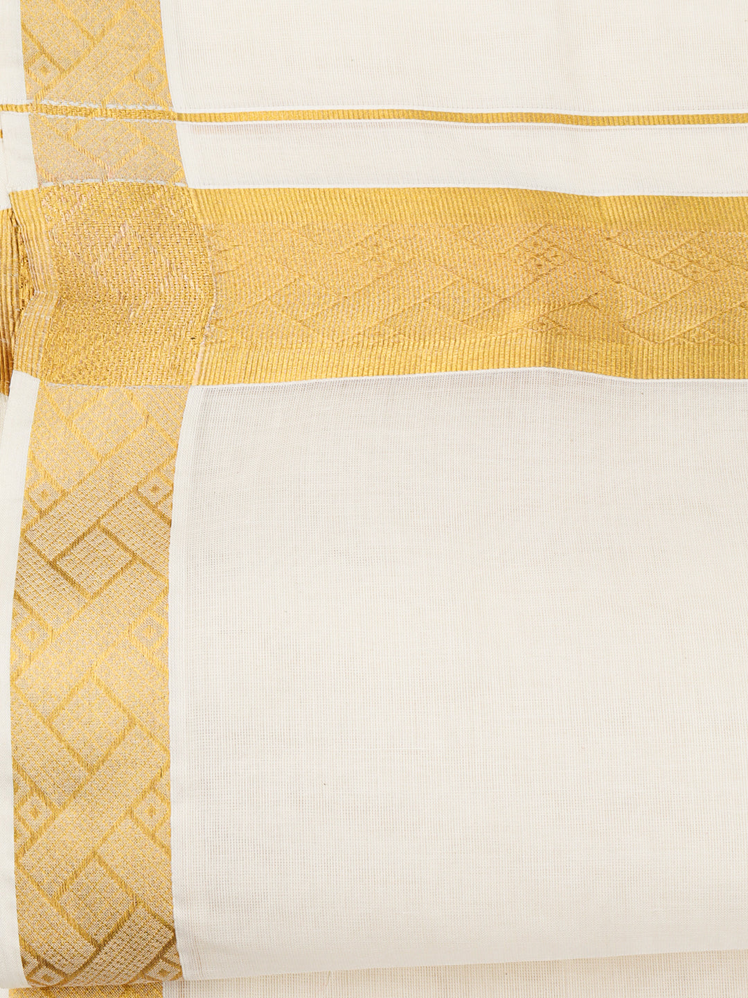 Mens Premium Handloom Dhoti Gold Jari Border HLM06