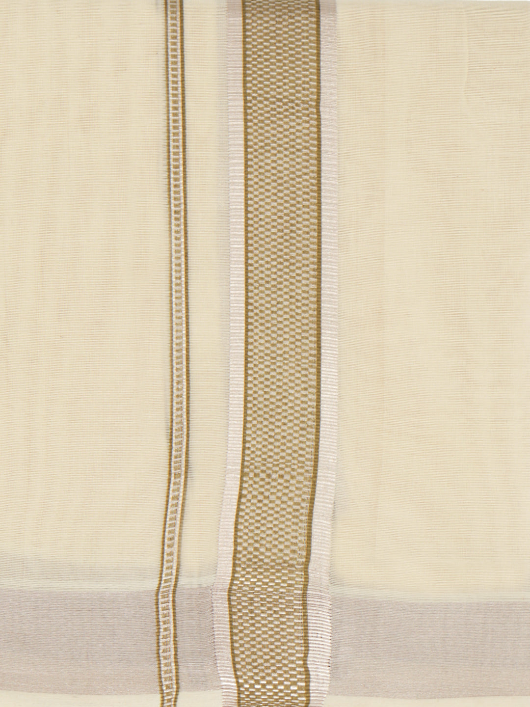 Double Layer Giza Cotton Cream Kora Dhoti with Colour Jari Border - LC40