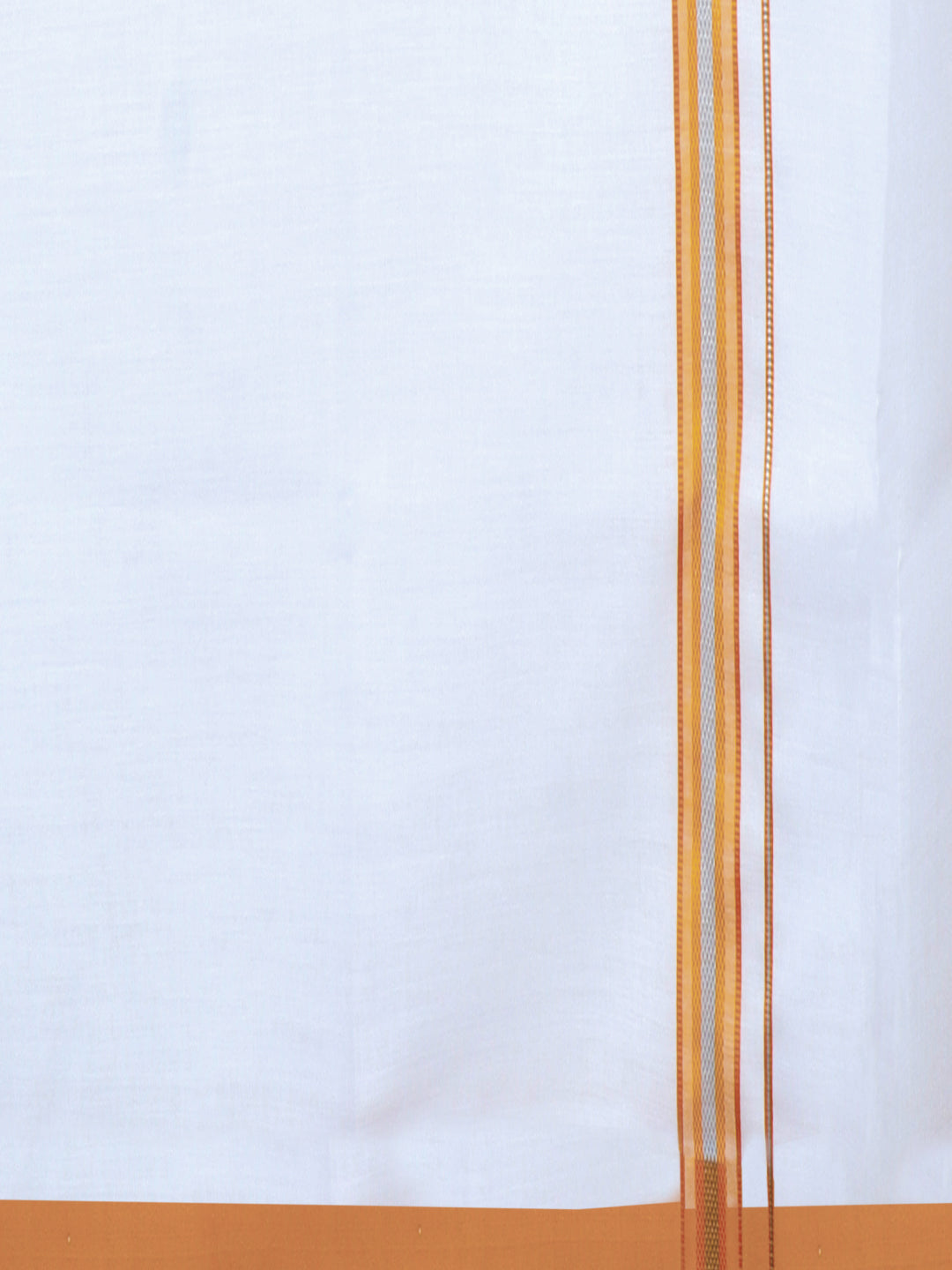 Men Cotton Blend Single Layer White Dhoti with Fancy Jari Border HSF12