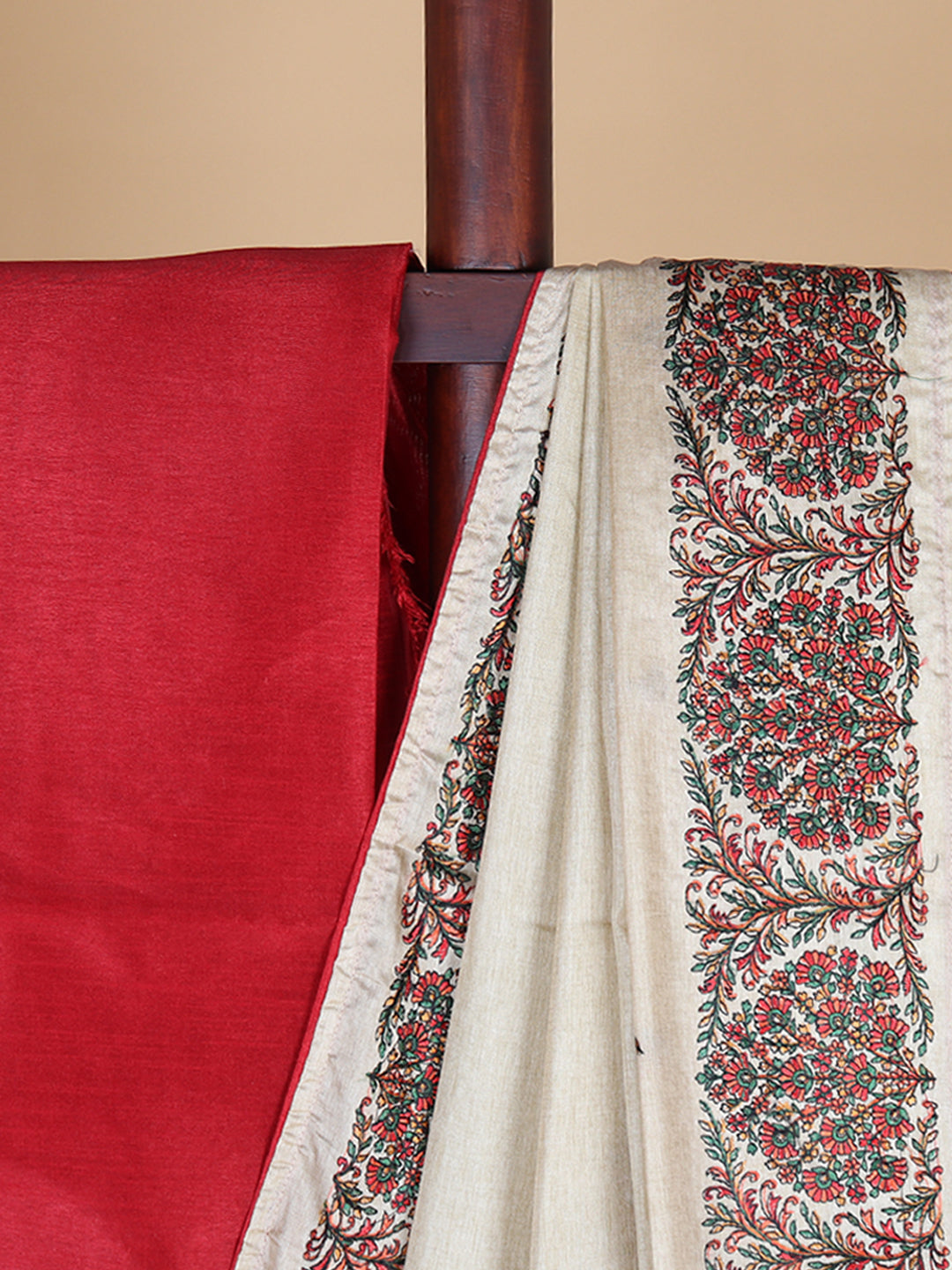Women Dark Sandal Semi Tussar Saree ST269