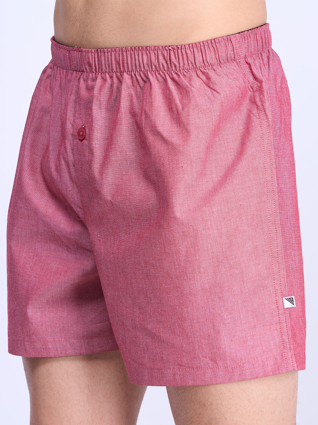 Mens Woven Inner Boxer Chambray Red Shorts