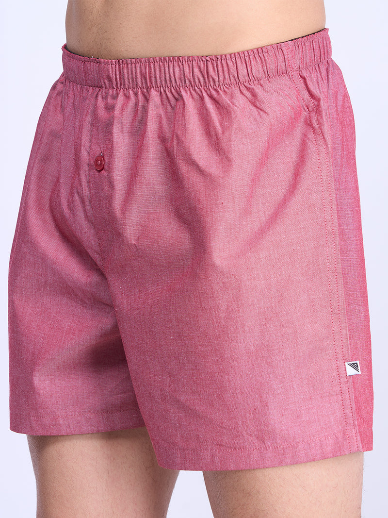 Unibro Mens Woven Inner Boxer Chambray Red Shorts