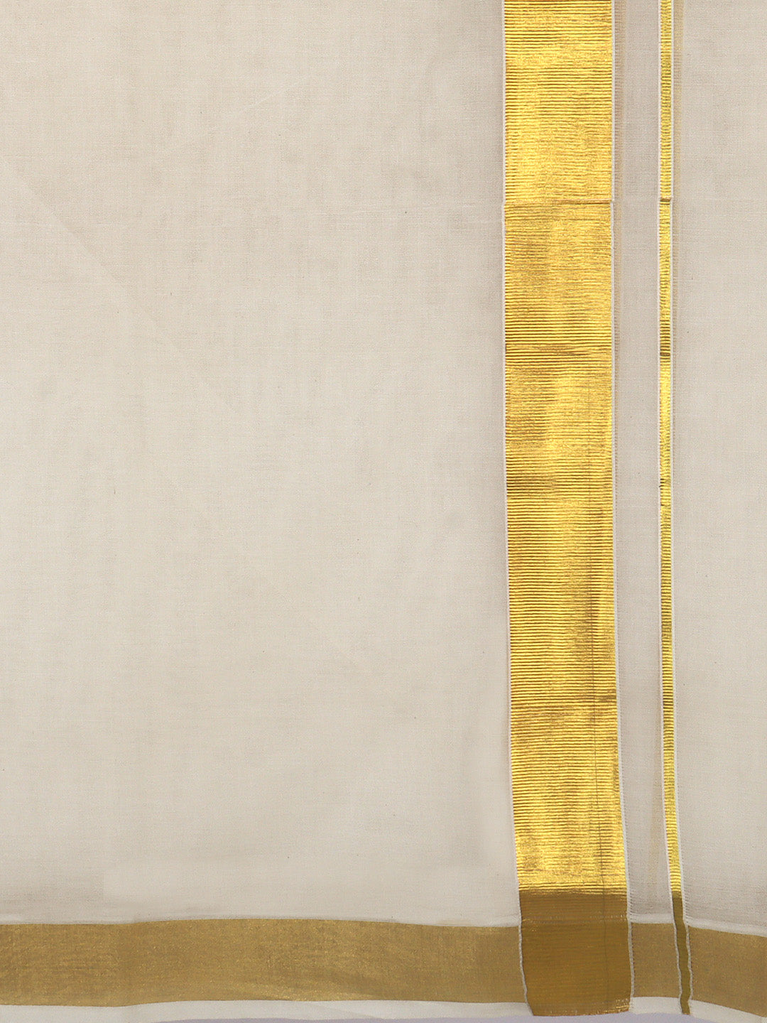 Men Kora Cotton Double Layer Dhoti with Gold Jari Border Chingam 5029