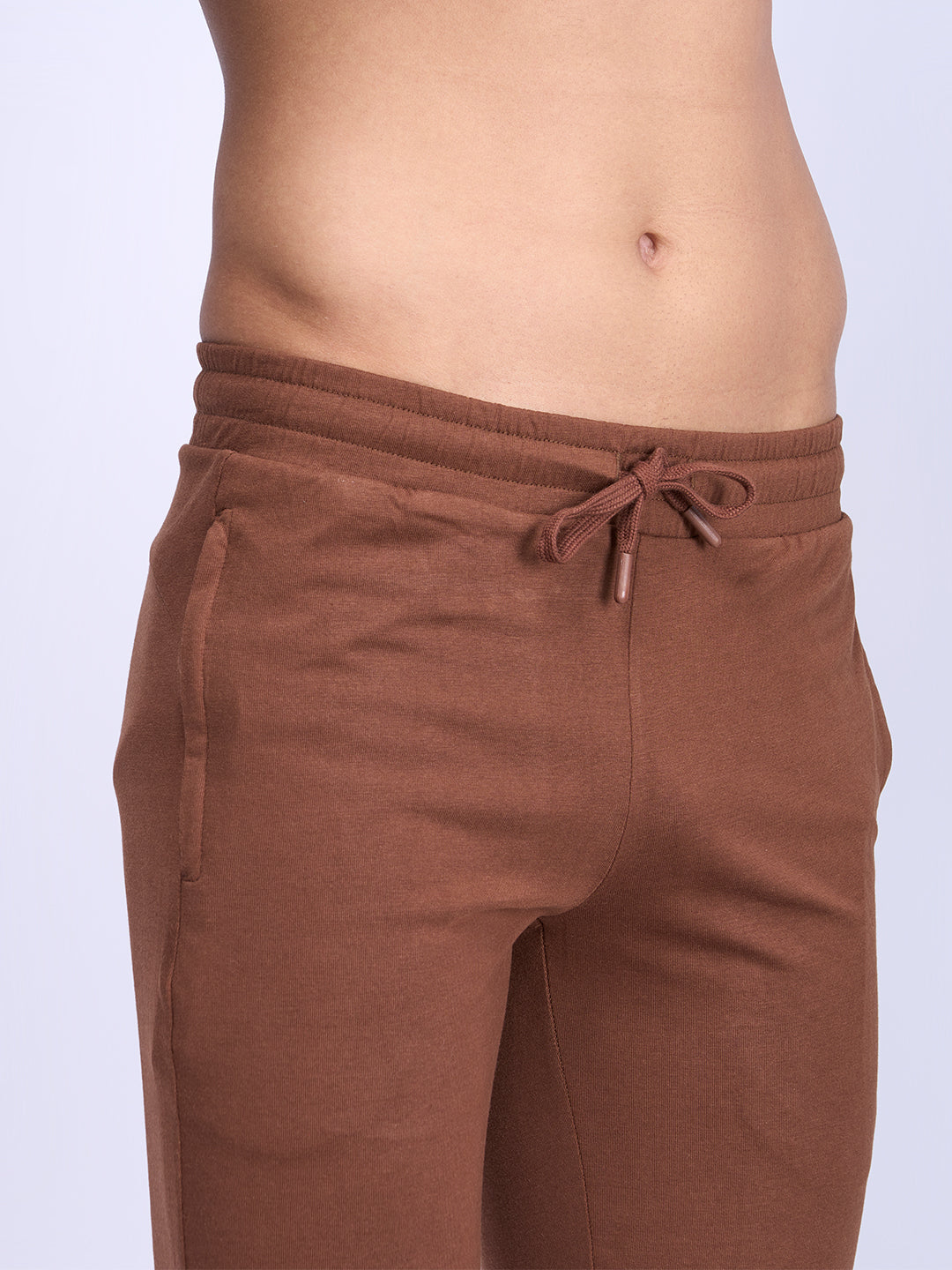 Men Combed Cotton Rich Track Pant with Side Pockets Brown ETK4