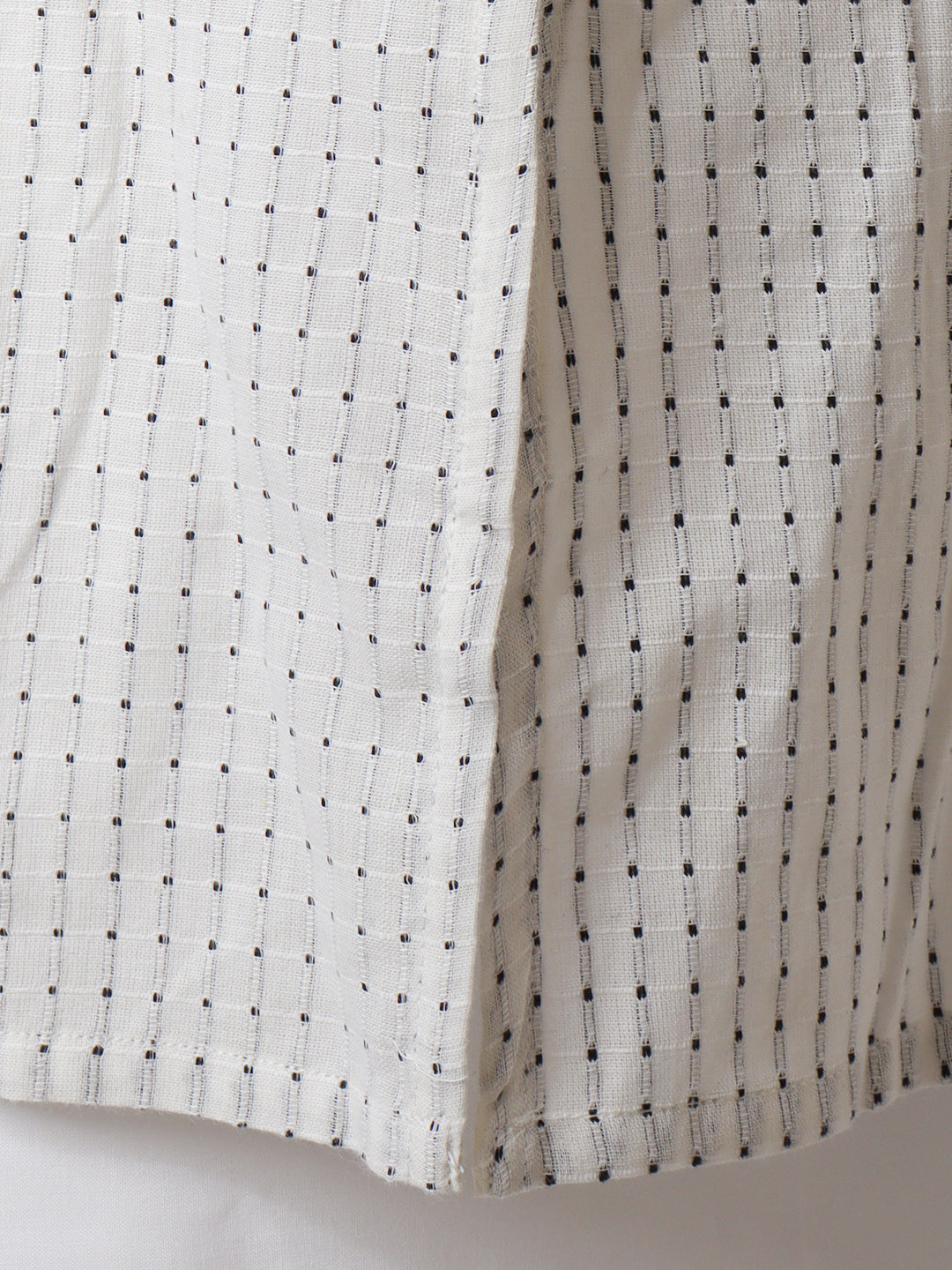 Men Cotton Medium Length Self Design Pocket Kurta White PC7