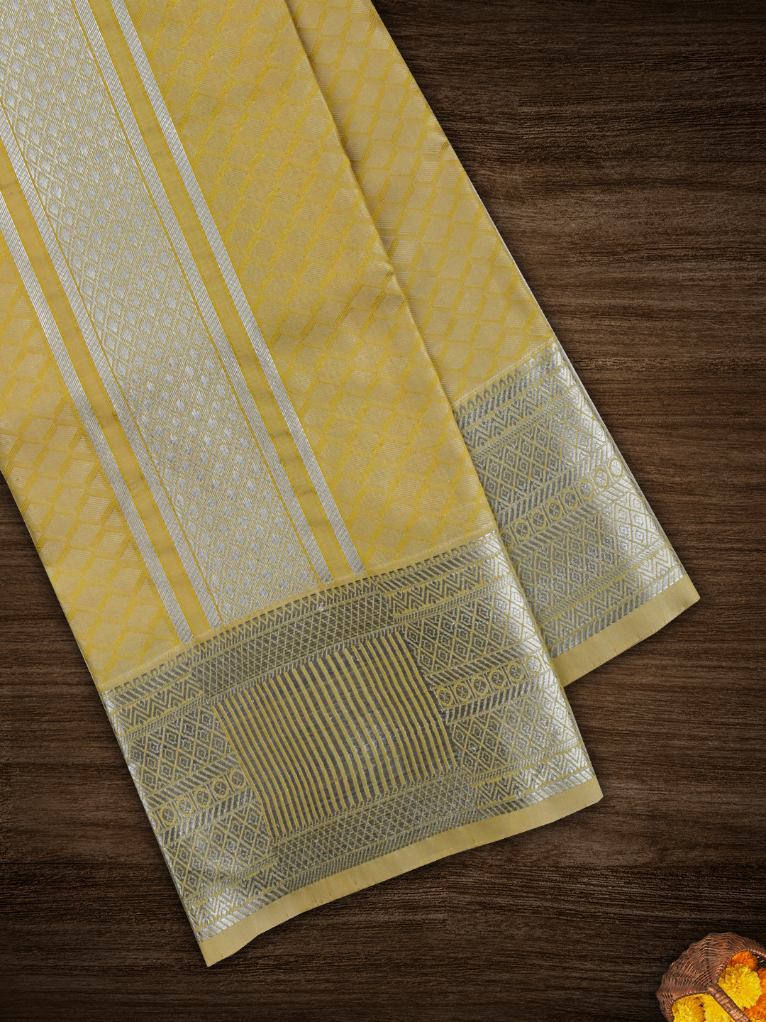 Mens Art Silk Zari Dhoti & Shirting Set Gold Mangalakara