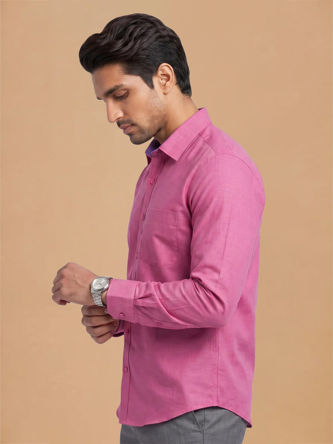 Pack of 2 | 100% Cotton Smart Fit Shirts - Pink & Yellowish Green