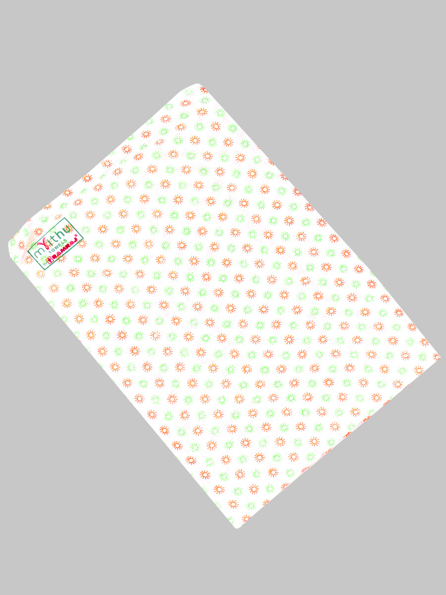 Cotton White Printed Bath Towel (2 PCs Pack)-Design three
