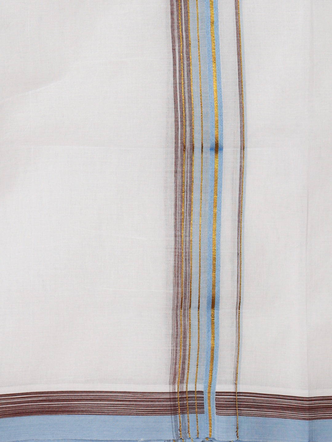Men 100% Cotton Double Layer White Dhoti with Fancy Jari Border MJF05
