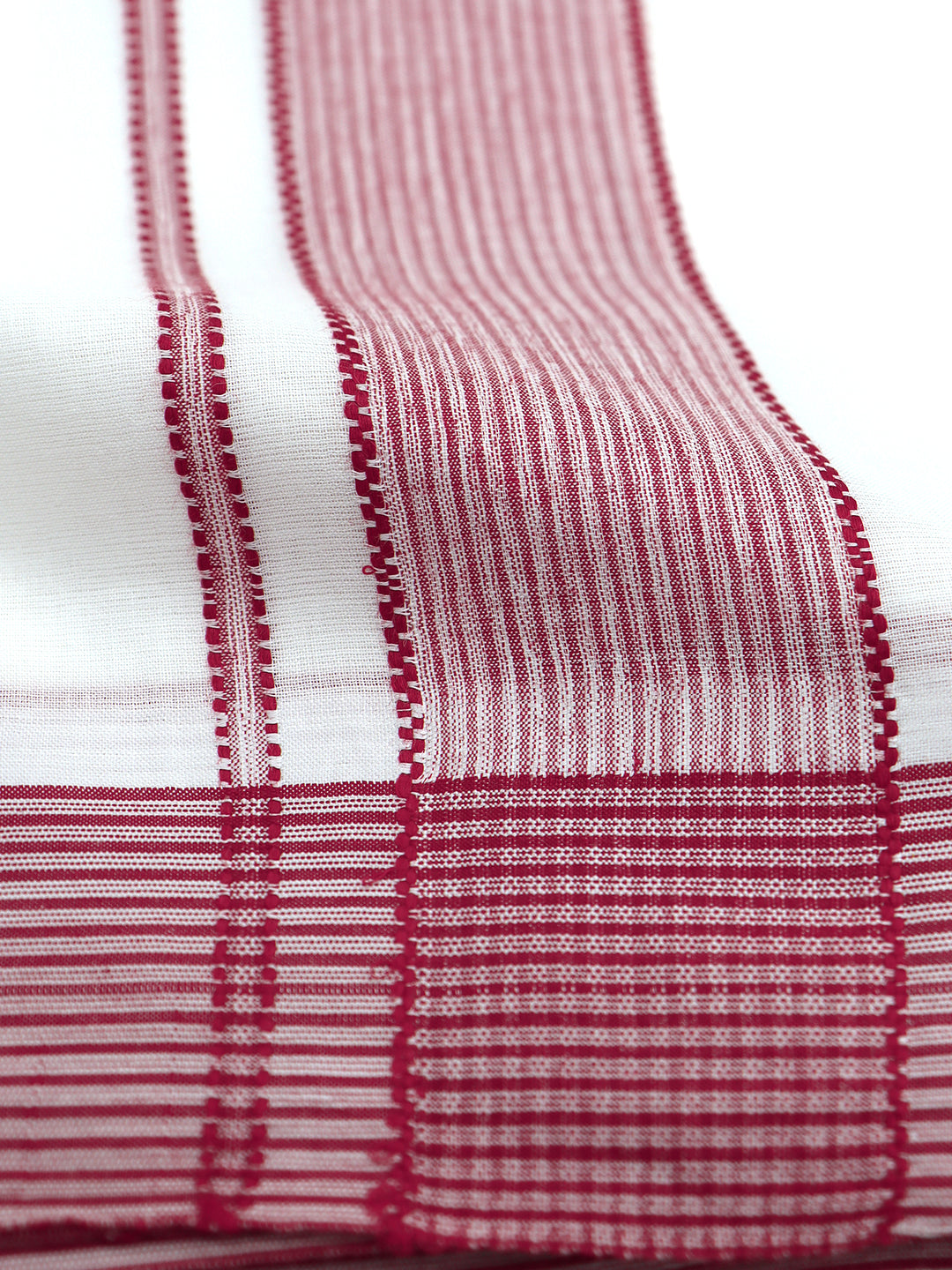 Men 100% Cotton Red Fancy Border Panchakacham Set White(9+5)