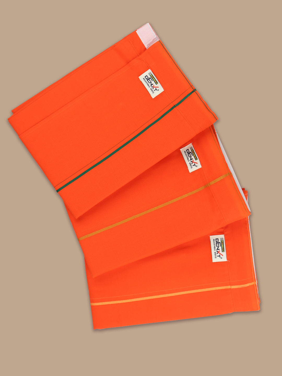 Men Assorted Border Readymade Single Dhoti Orange