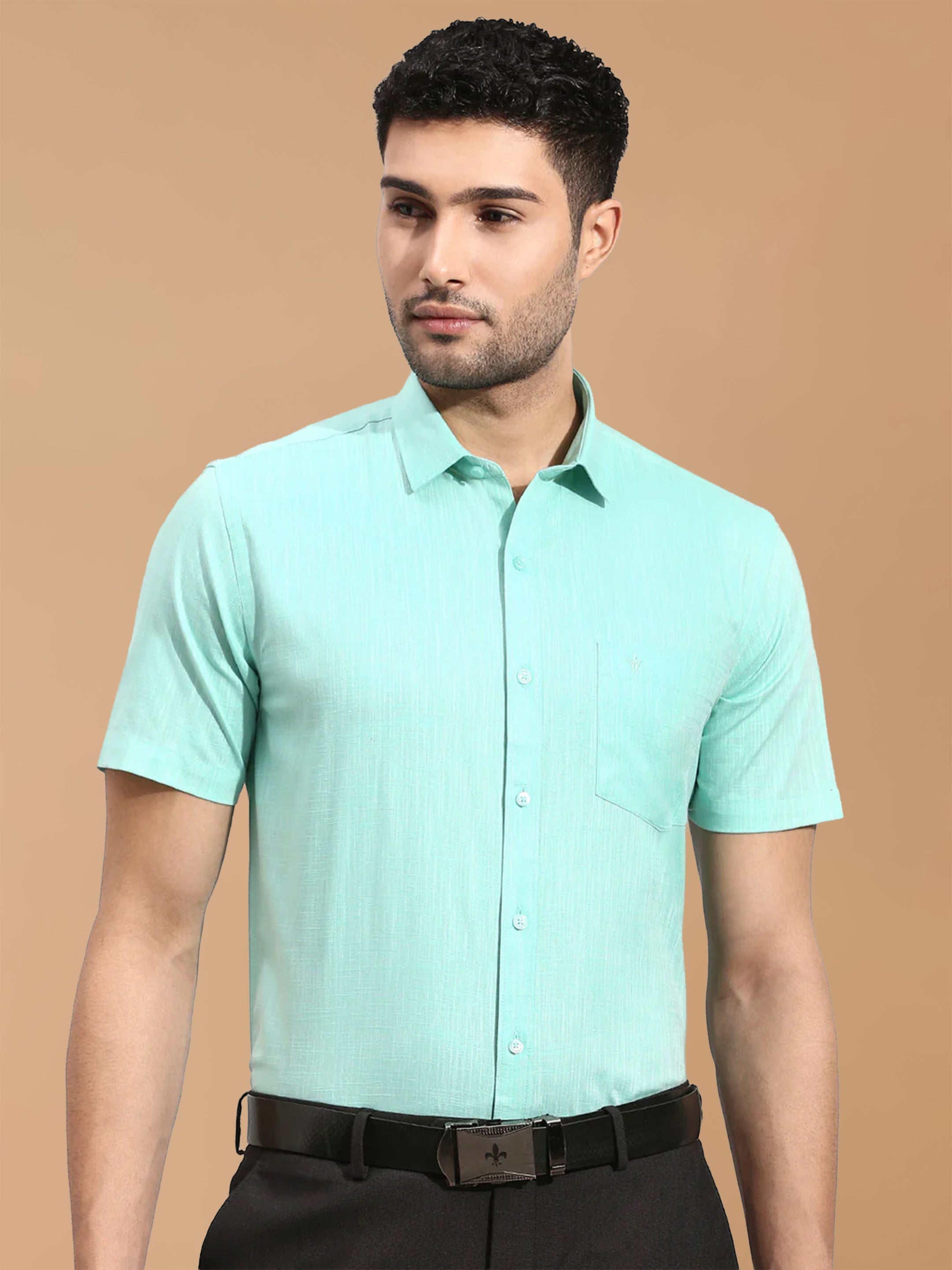 100% Cotton Vivid Cyan Smart Fit Shirt CL2 GT6