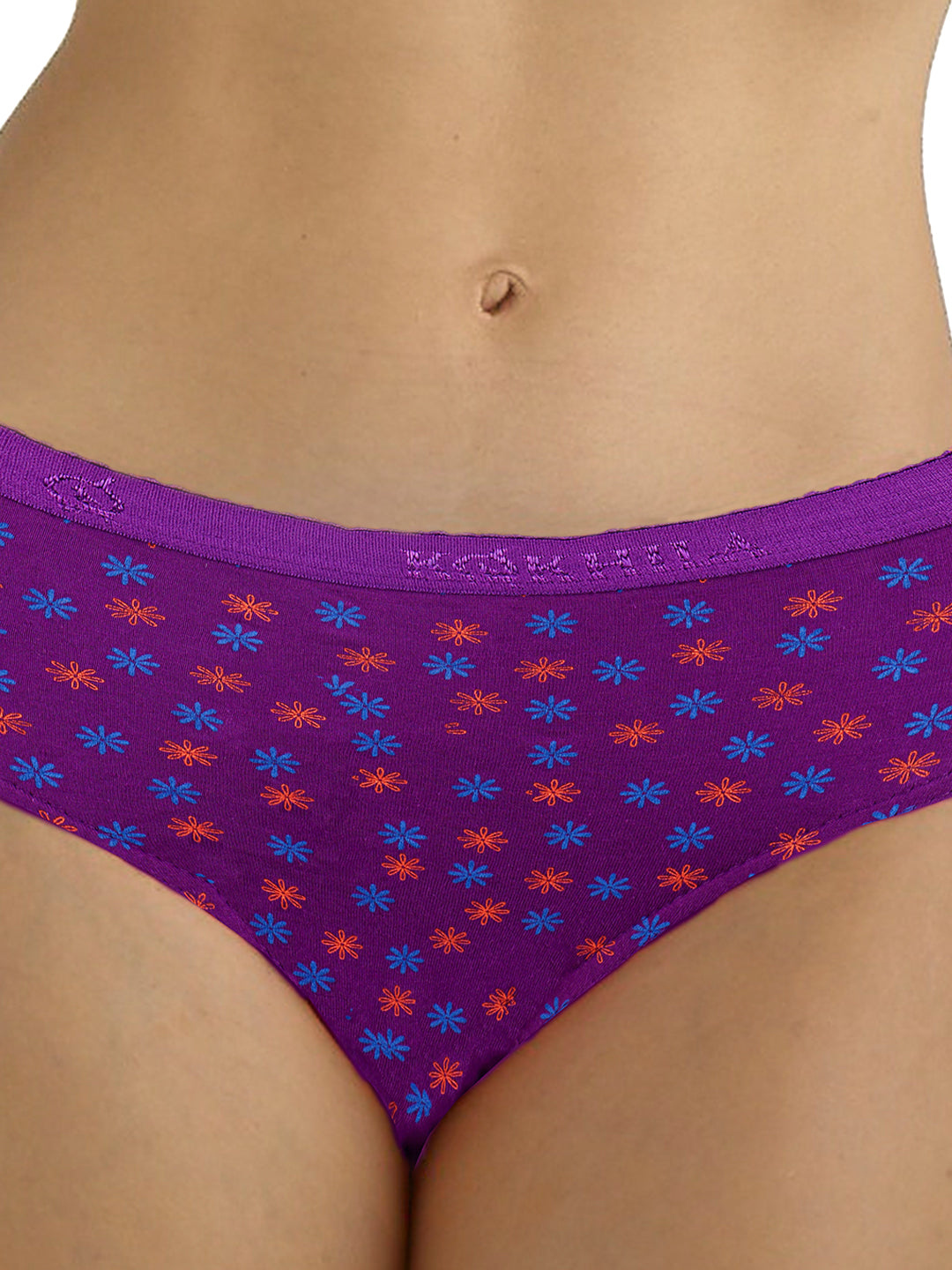 Womens 100% Cotton Printed Panties  (2 pack 4pcs) -Assorted Colour