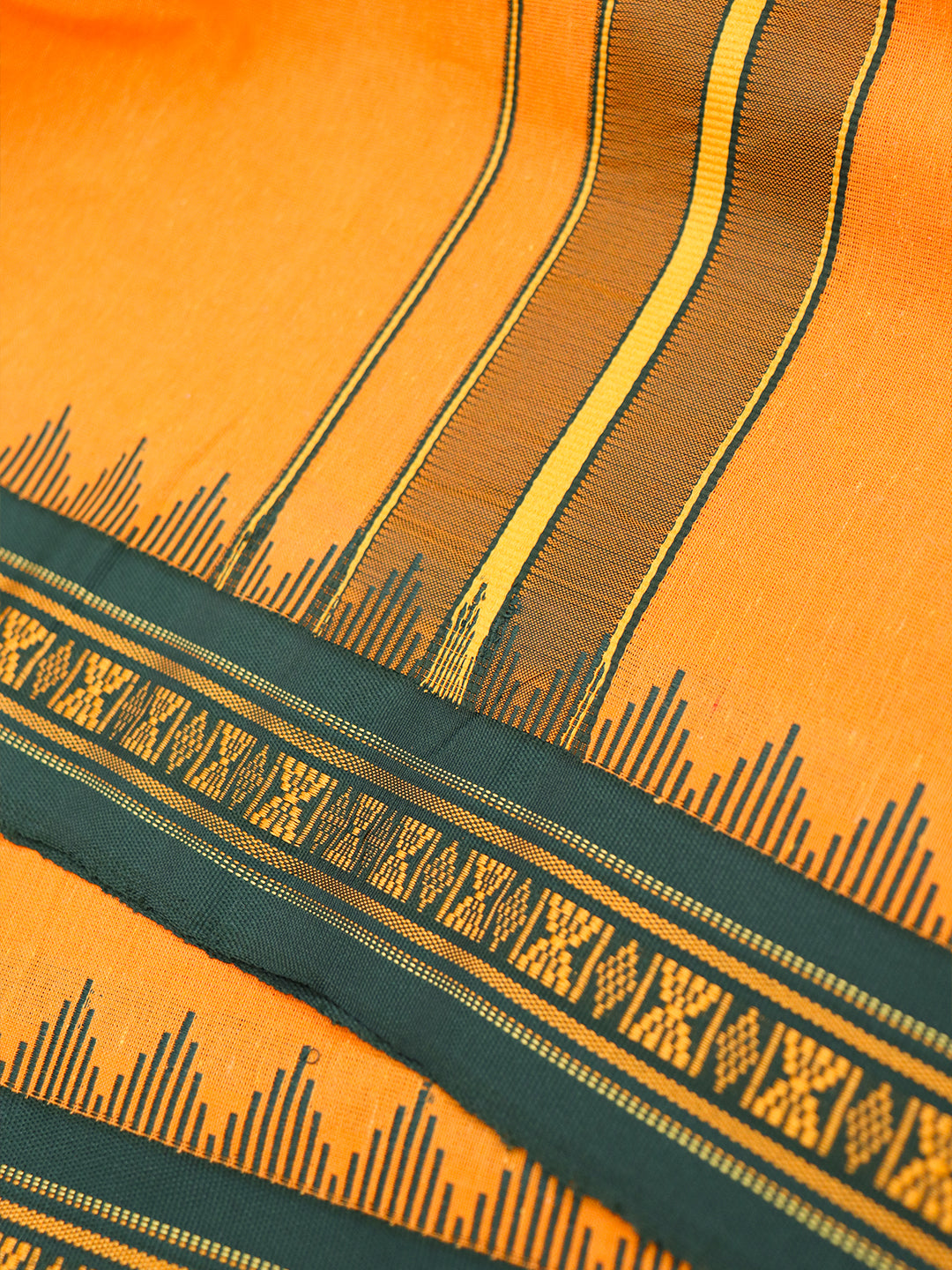 Men 100% Cotton Fancy Border Panchakacham with Angavasthram Mango (9+5)