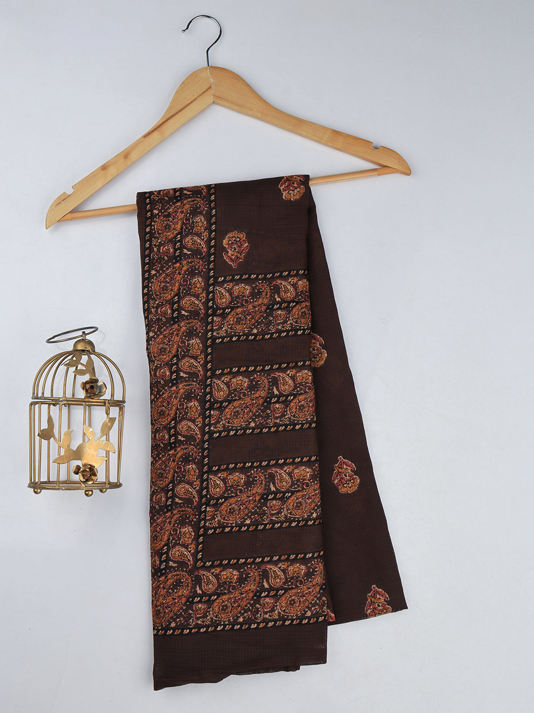 Women Cotton Dress Material Brown DM243