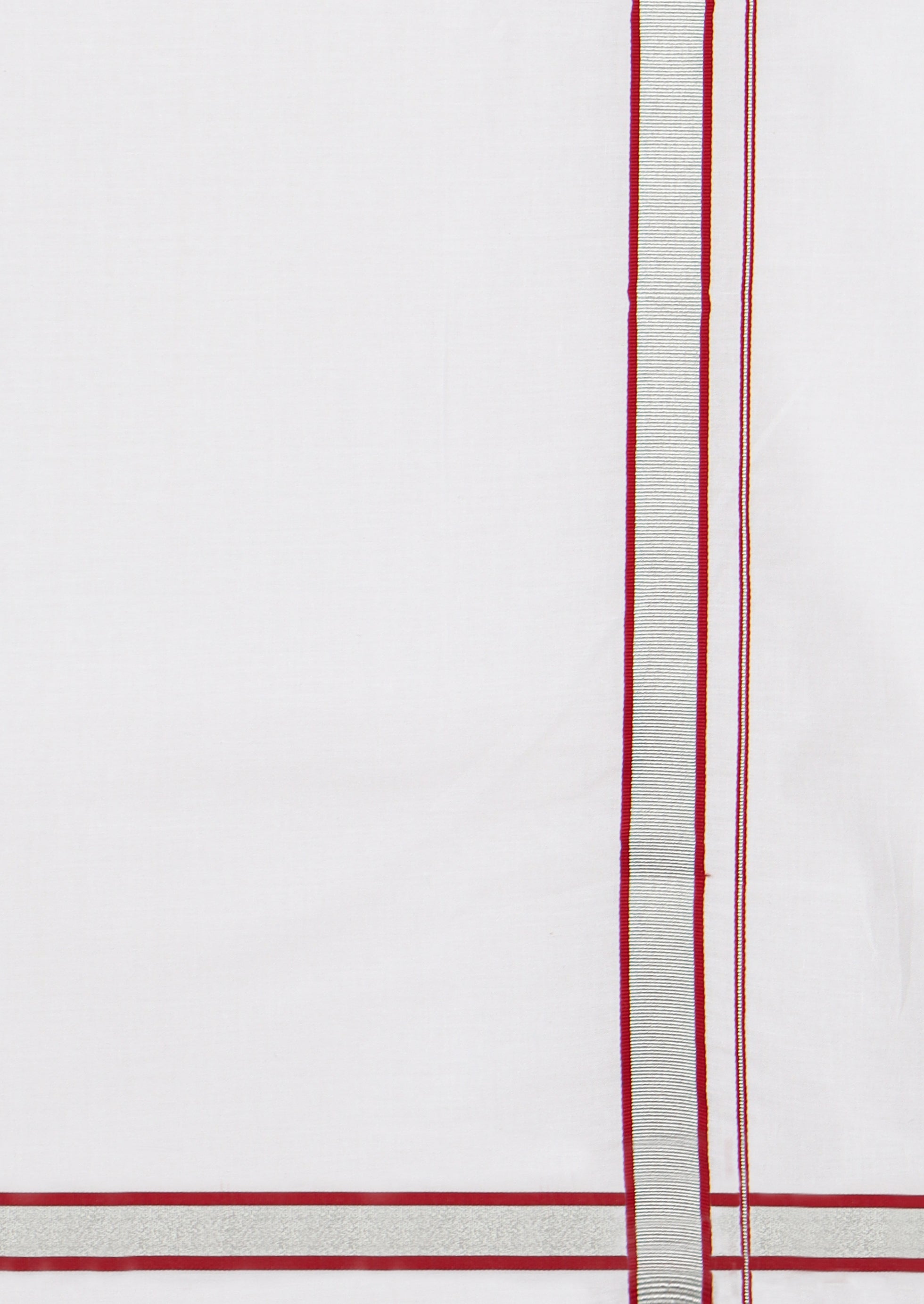 Men Cotton Blend Readymade Single Layer White Dhoti with Fancy Jari Border GASC03