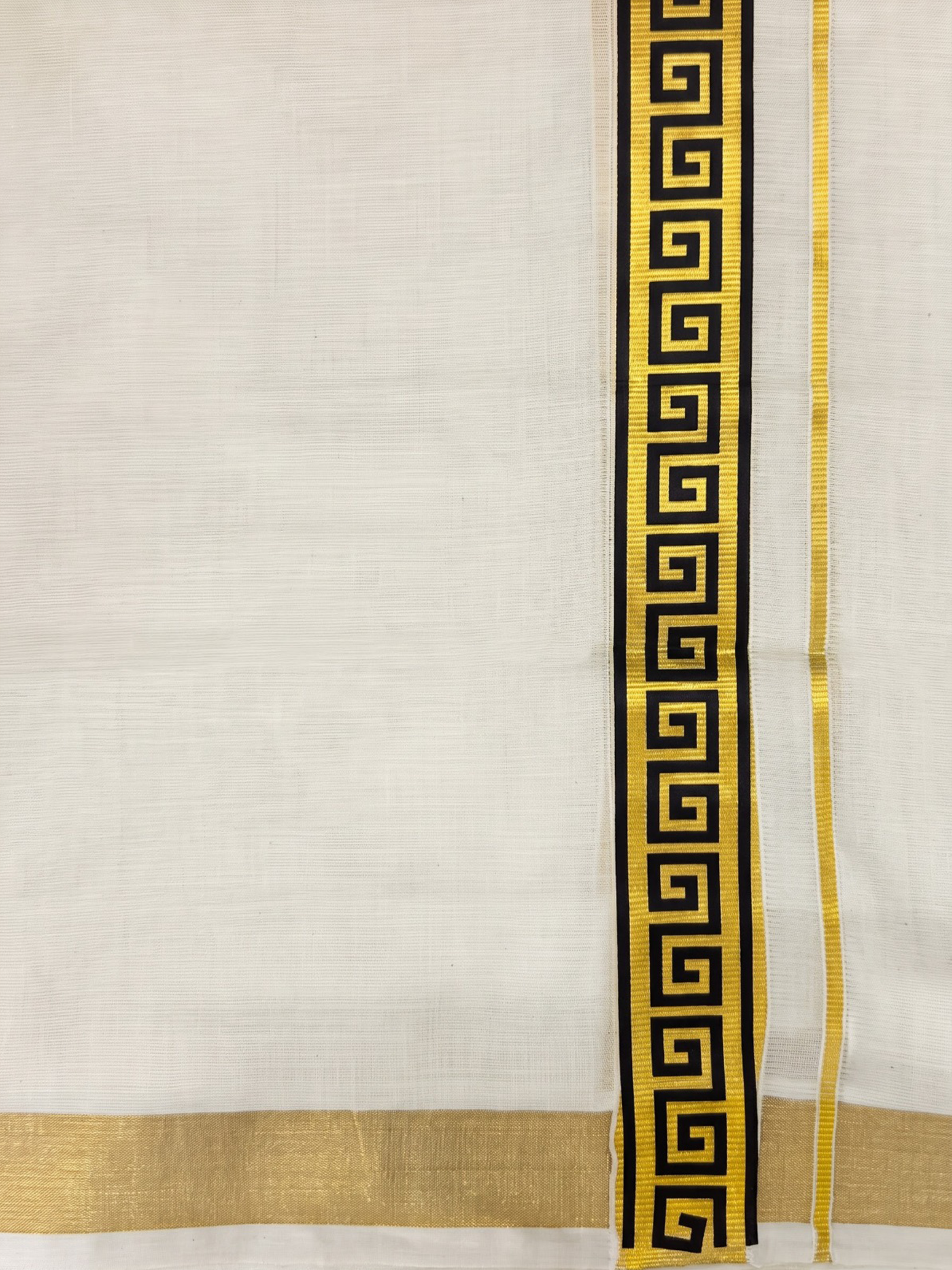 Double Layer Kora Cotton Cream Dhoti with Colour Border - HF Gold HFG01