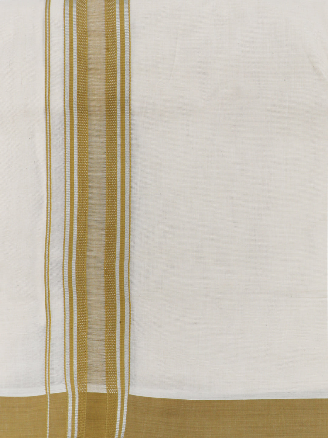 Double Layer 100% Cotton Cream Kora Dhoti with Colour Border - BJM01