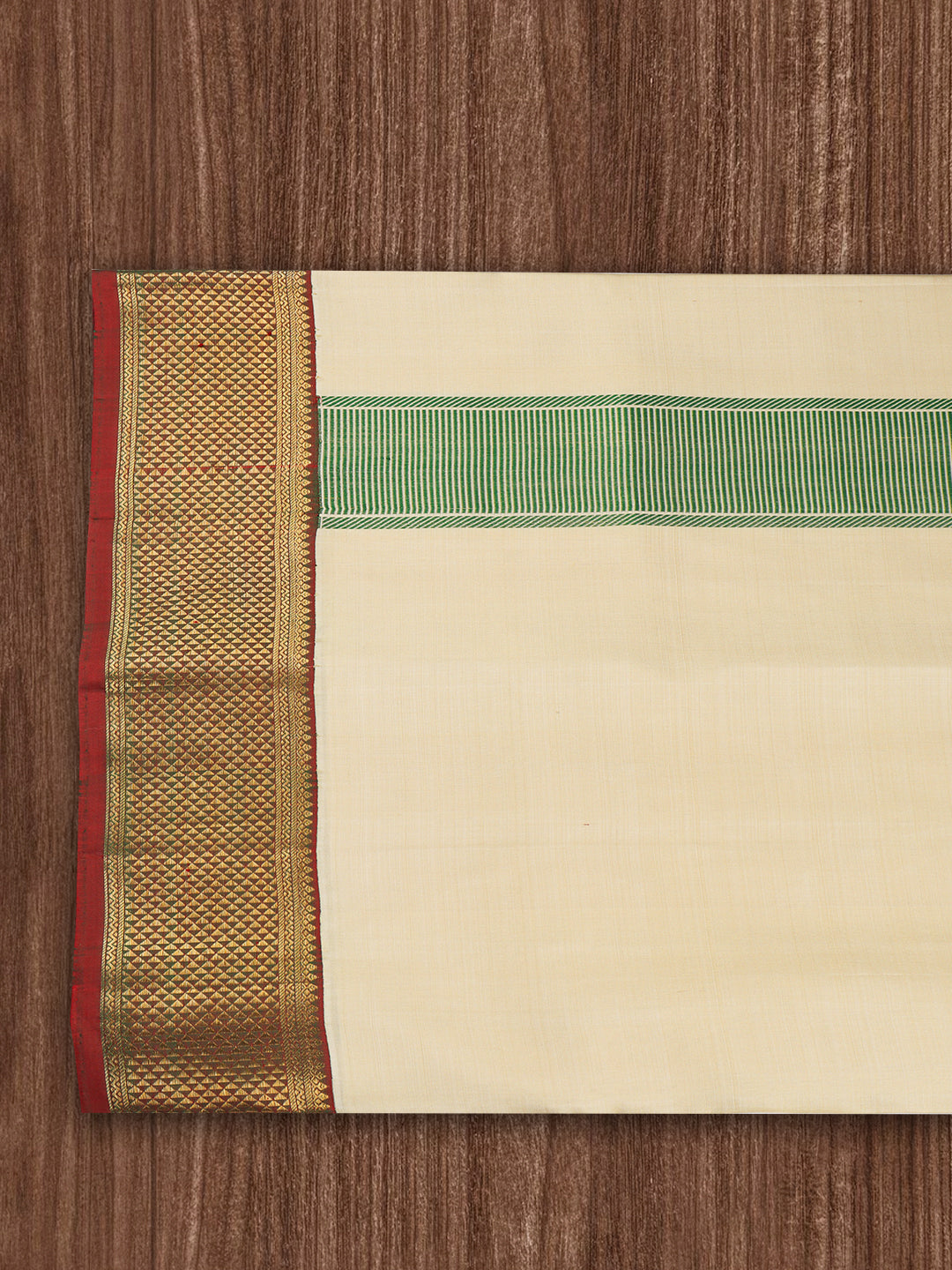 Men Pure Silk 3" Jari Gold Border Amirtham