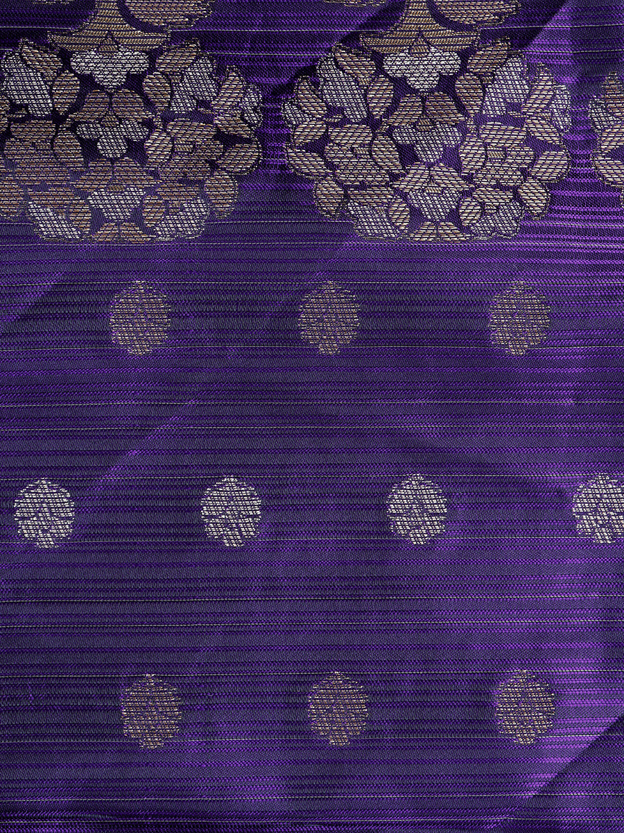 Women Stylish Flower Design Semi Silk Navy Saree with Tussle SS85-Zoom view