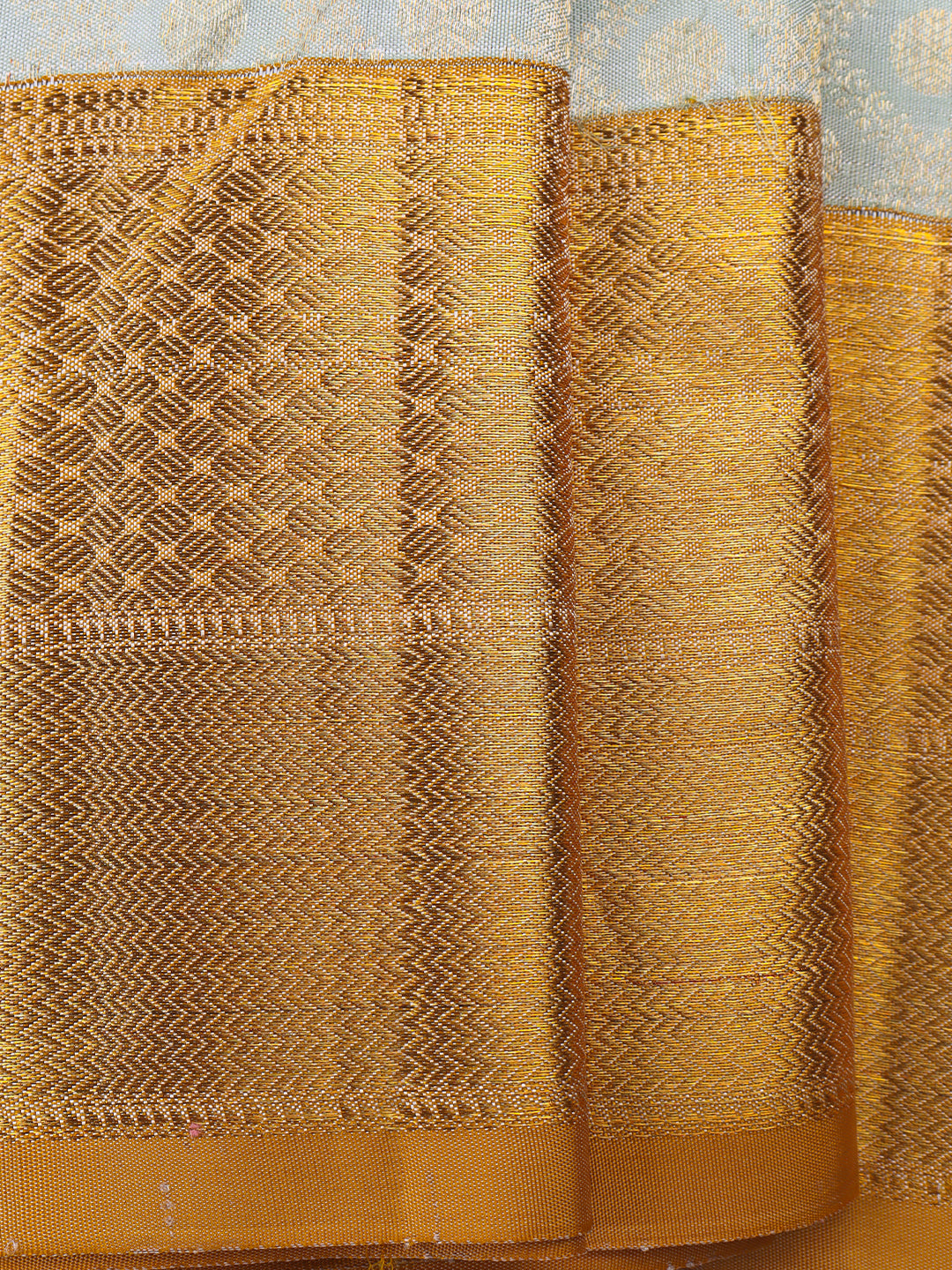 Men Premium Pure Silk Dhoti & Towel Set with 6" inch Gold Jari Border Amirtham AM6