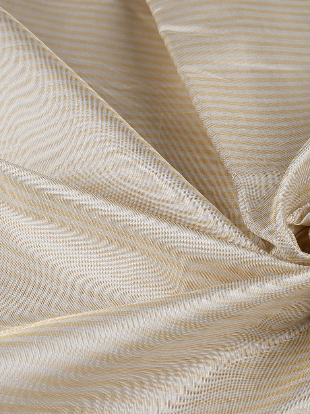 Mens Striped Cream Pure Silk Tissue 10 Meter Shirt Fabric-Pattern view