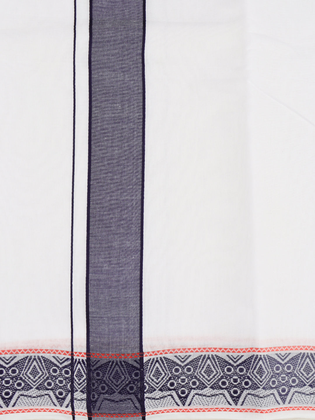 Men Cotton Navy Fancy Border Panchakacham with Angavasthram Srirasthu(9+5) SR42