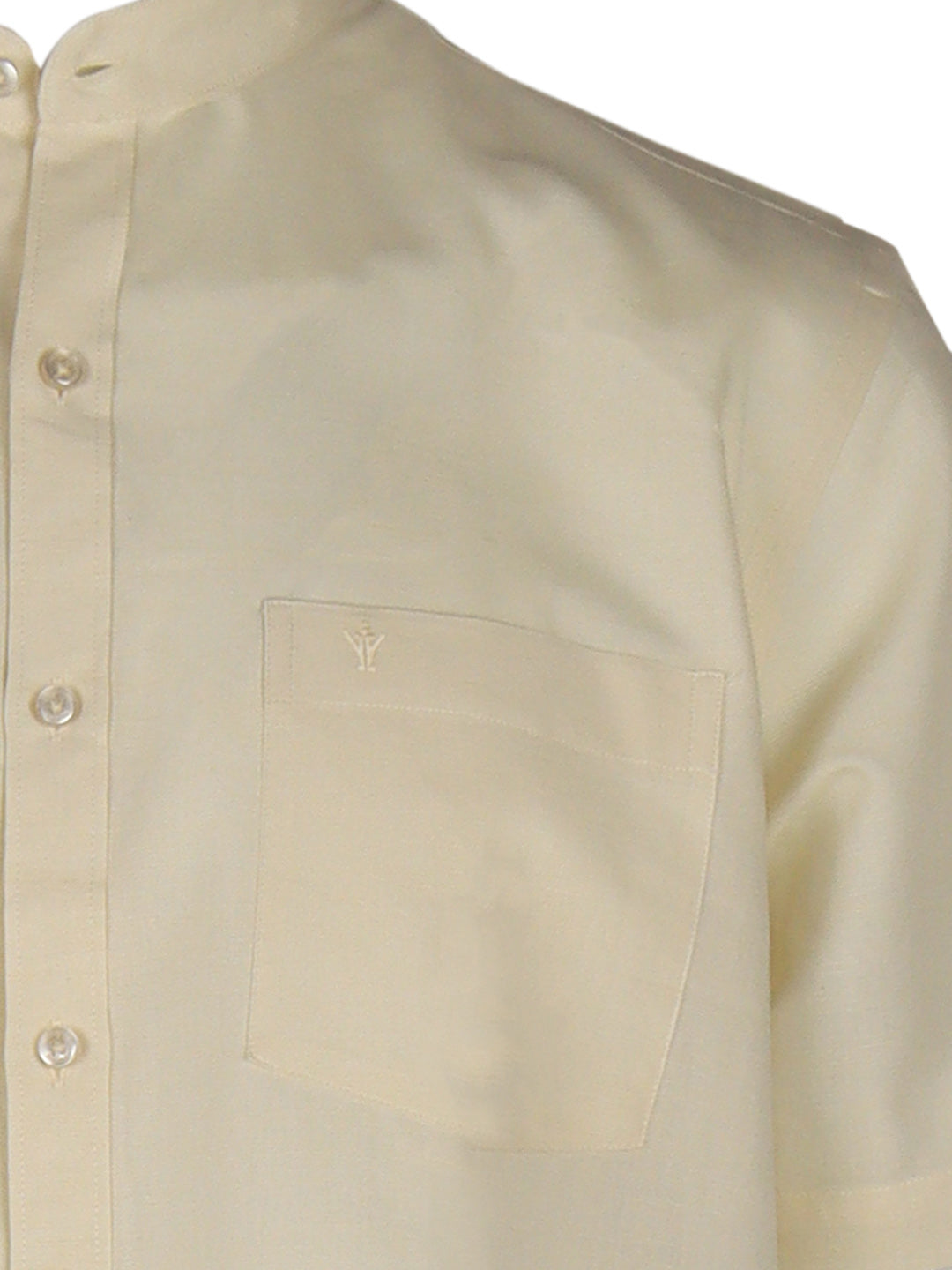 Men Cream Linen Cotton Chinese Collar Shirt LF12