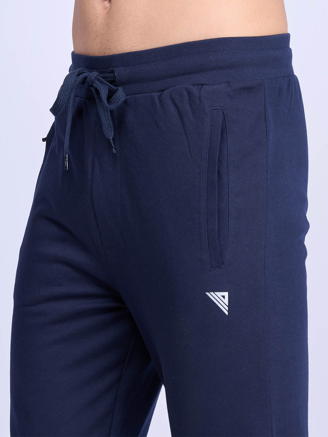 Men Cotton Zipper Packet Jogger Navy