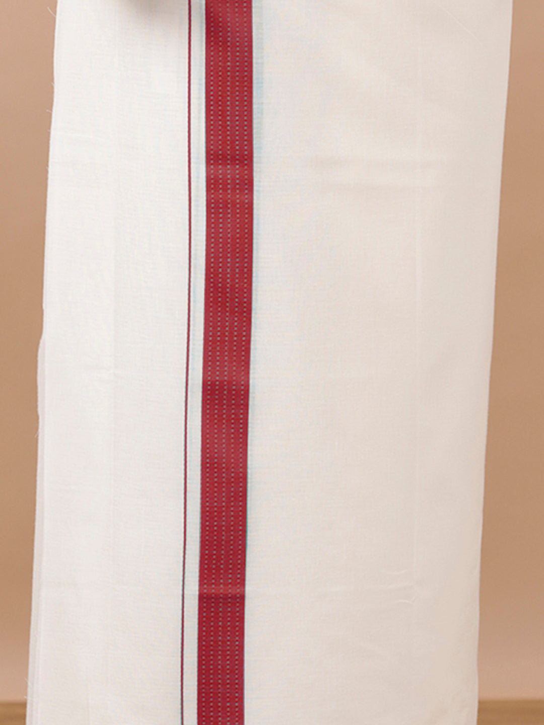 Men Red Fancy Border Double Layer Kora Dhoti VKF01