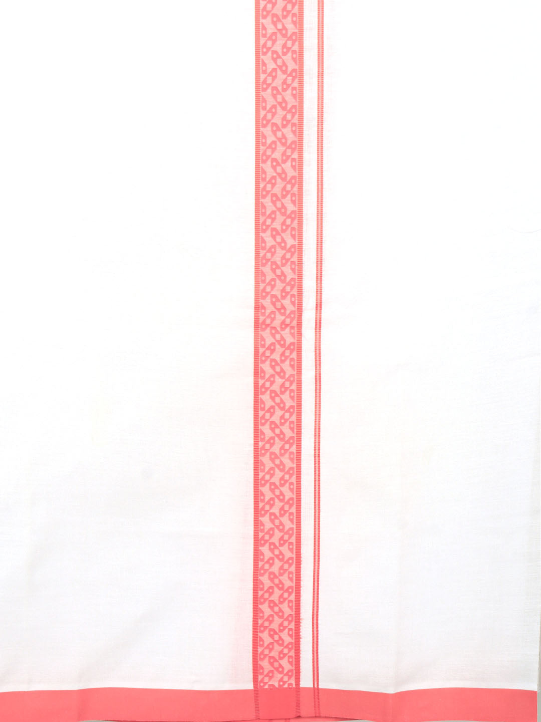 Men Cotton Blend Single Layer White Dhoti with Double Side Fancy Border HM 11