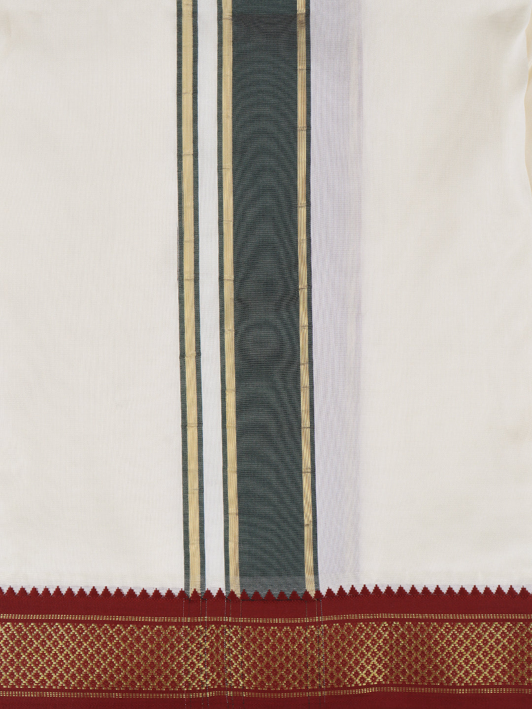 Men Art Silk Cream Panchakacham with 5 Khan Jari Pet (8*4)