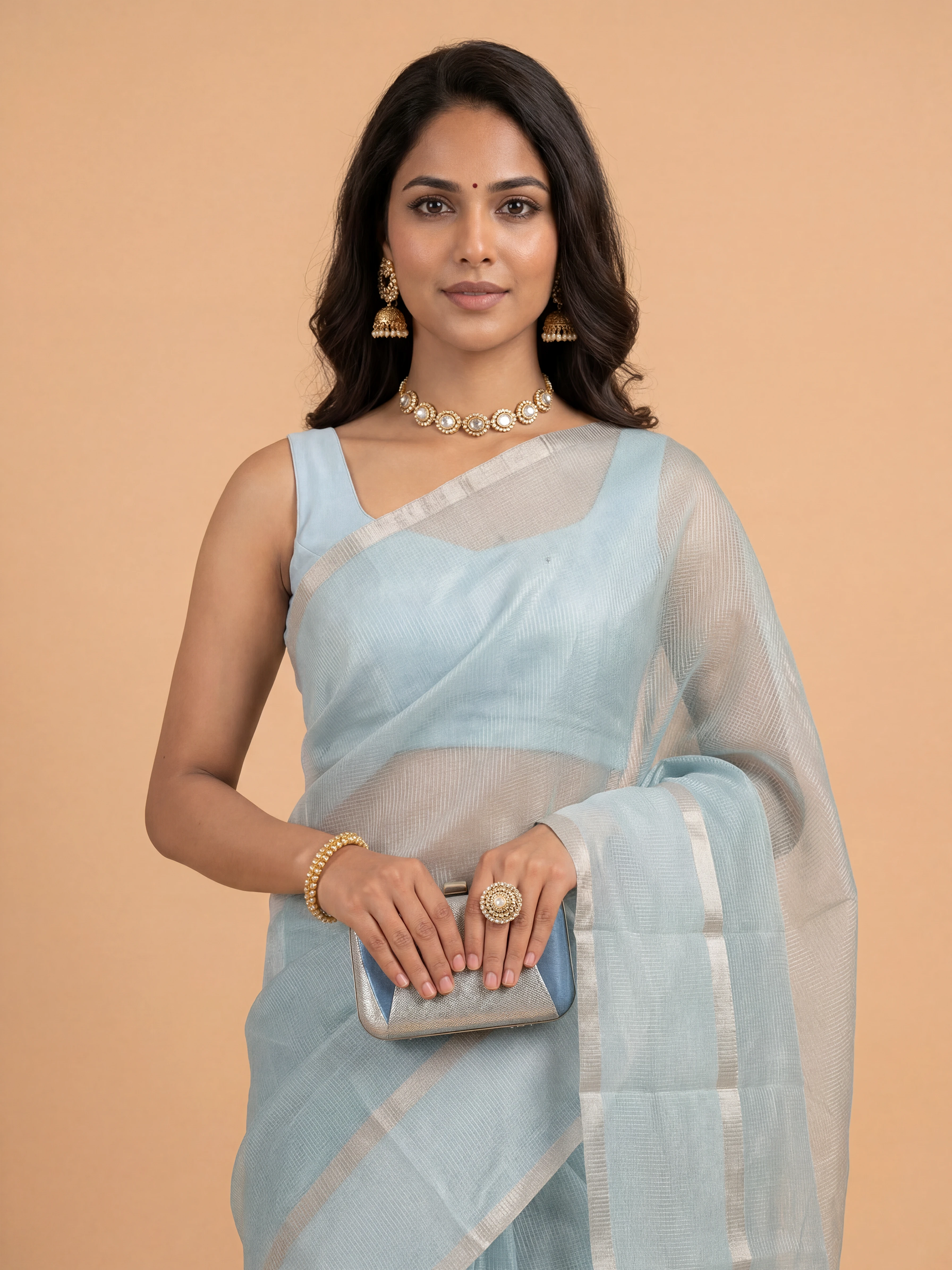 Women Art Silk Sky Blue Saree ASS131