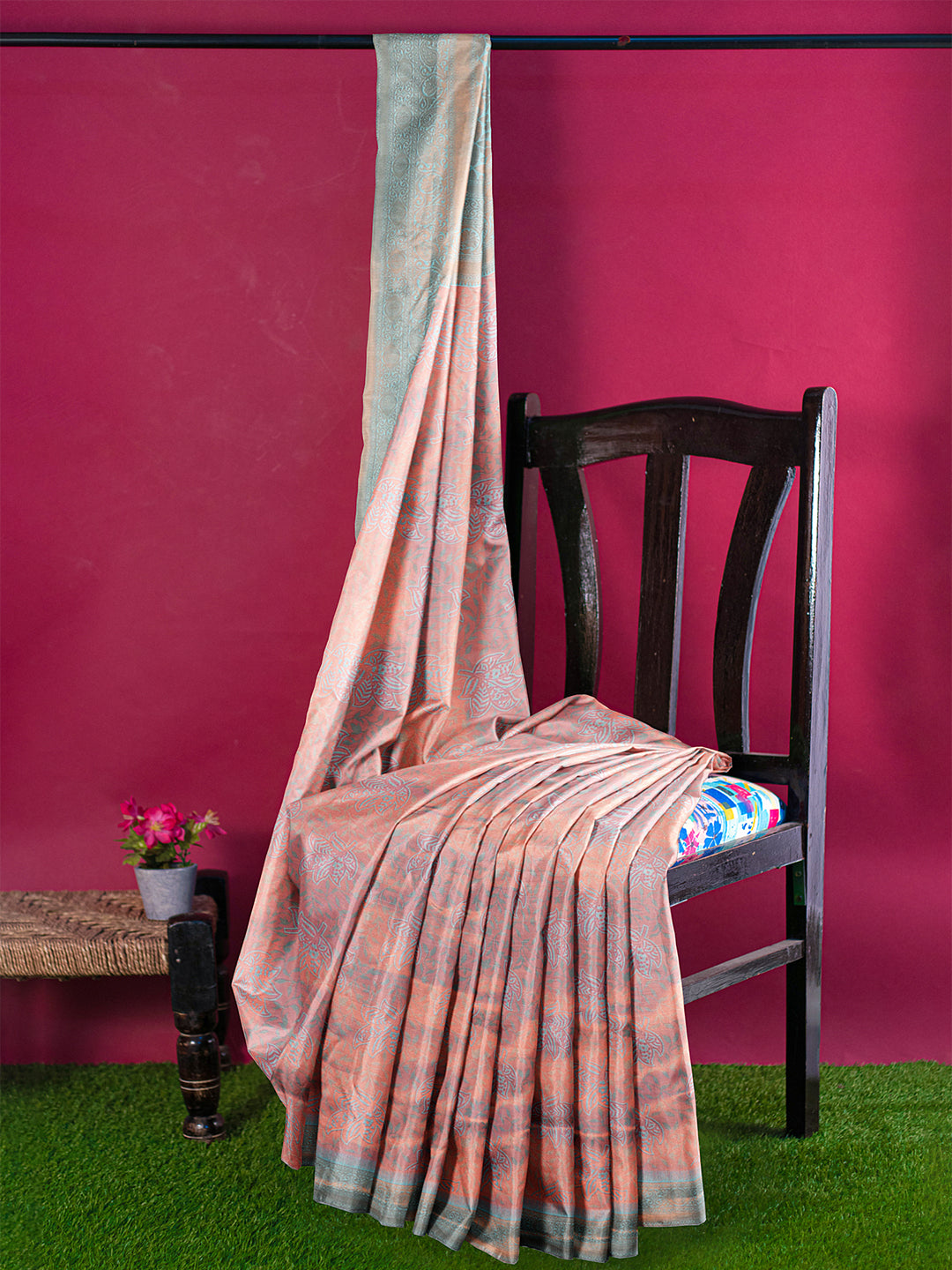 Women Light Pink Art Silk Printed Saree ASS58