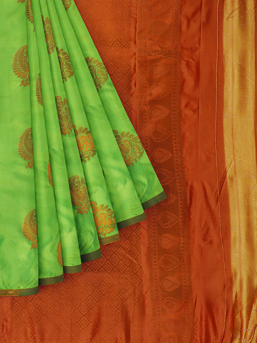 Women Semi Soft Silk Green Saree SS38-Fleat view