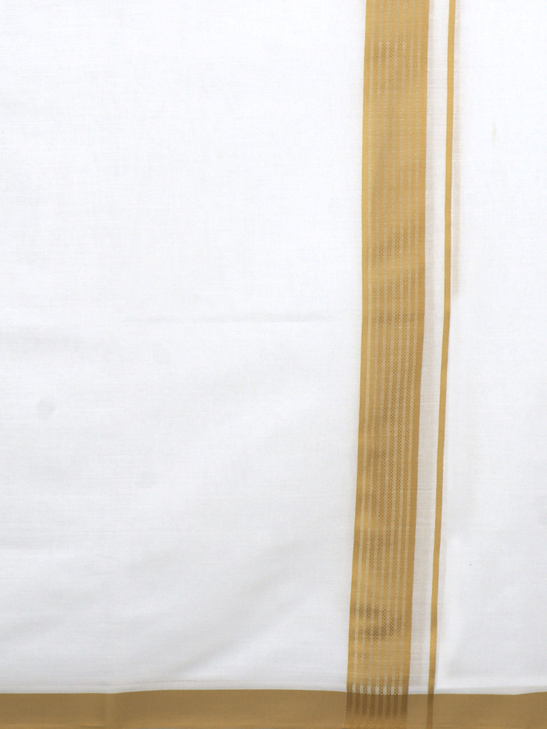 Men Cotton Blend Double Layer White Dhoti with Fancy Border TF12